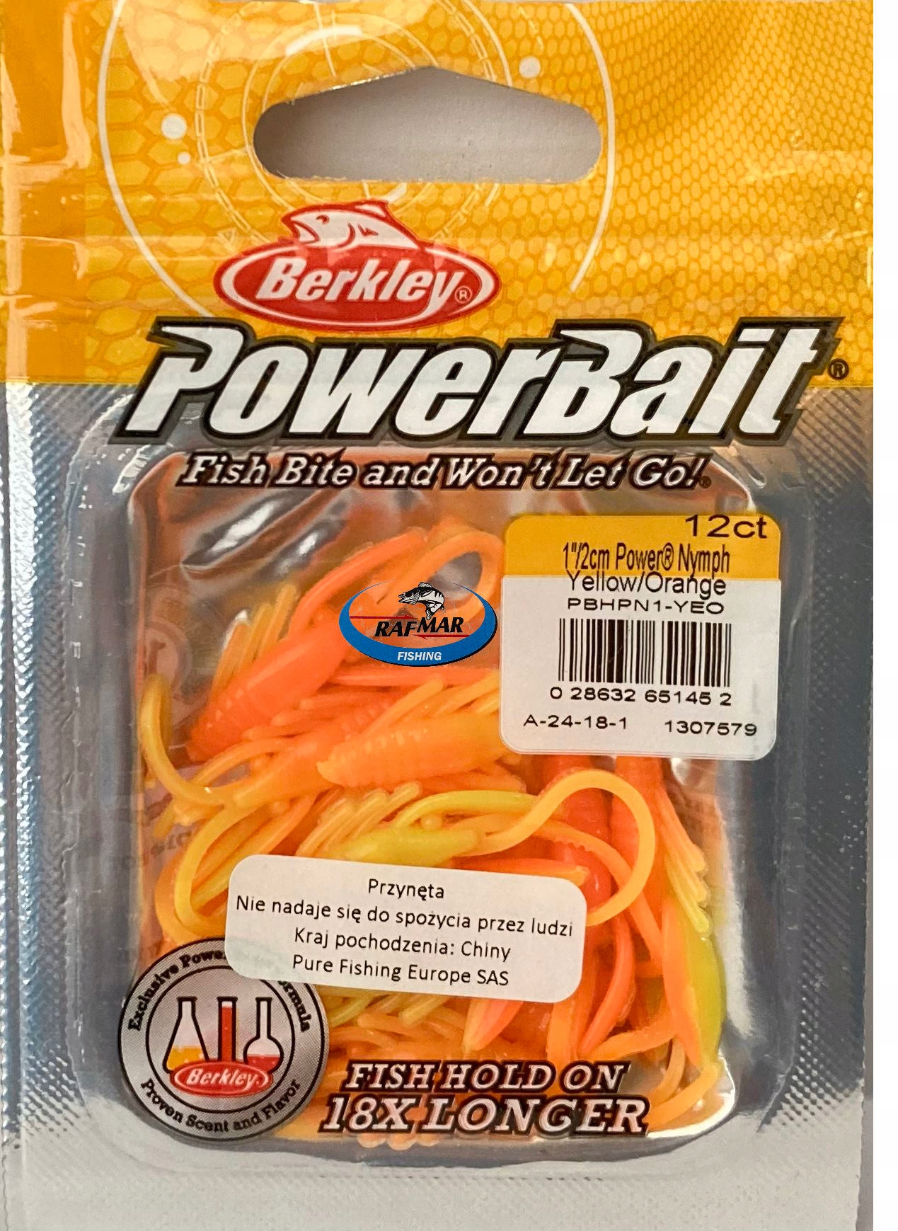 Guma Berkley 2 cm Power Bait Yellow Orange 12szt Na Pstrągi , Okonie