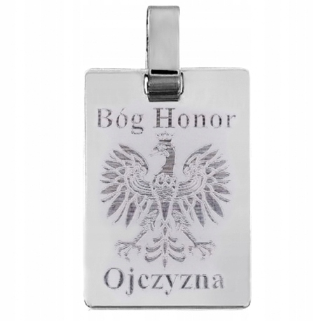 

Nieśmiertelnik Bóg Honor Ojczyzna Srebro Grawer