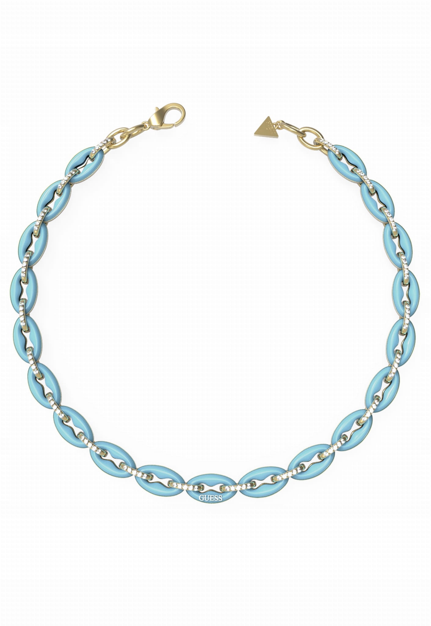 Náhrdelník Guess Pop Links Velké články Modrý smalt Zirkony Ocel