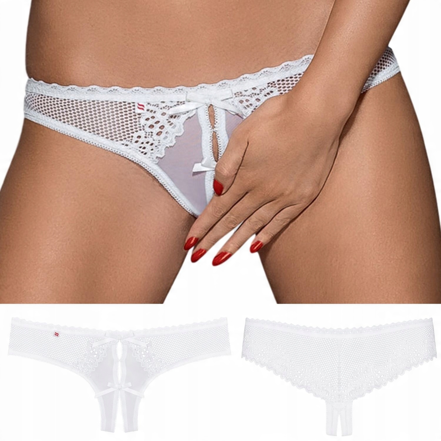 

Białe erotyczne stringi otwarte S/m Obsessive