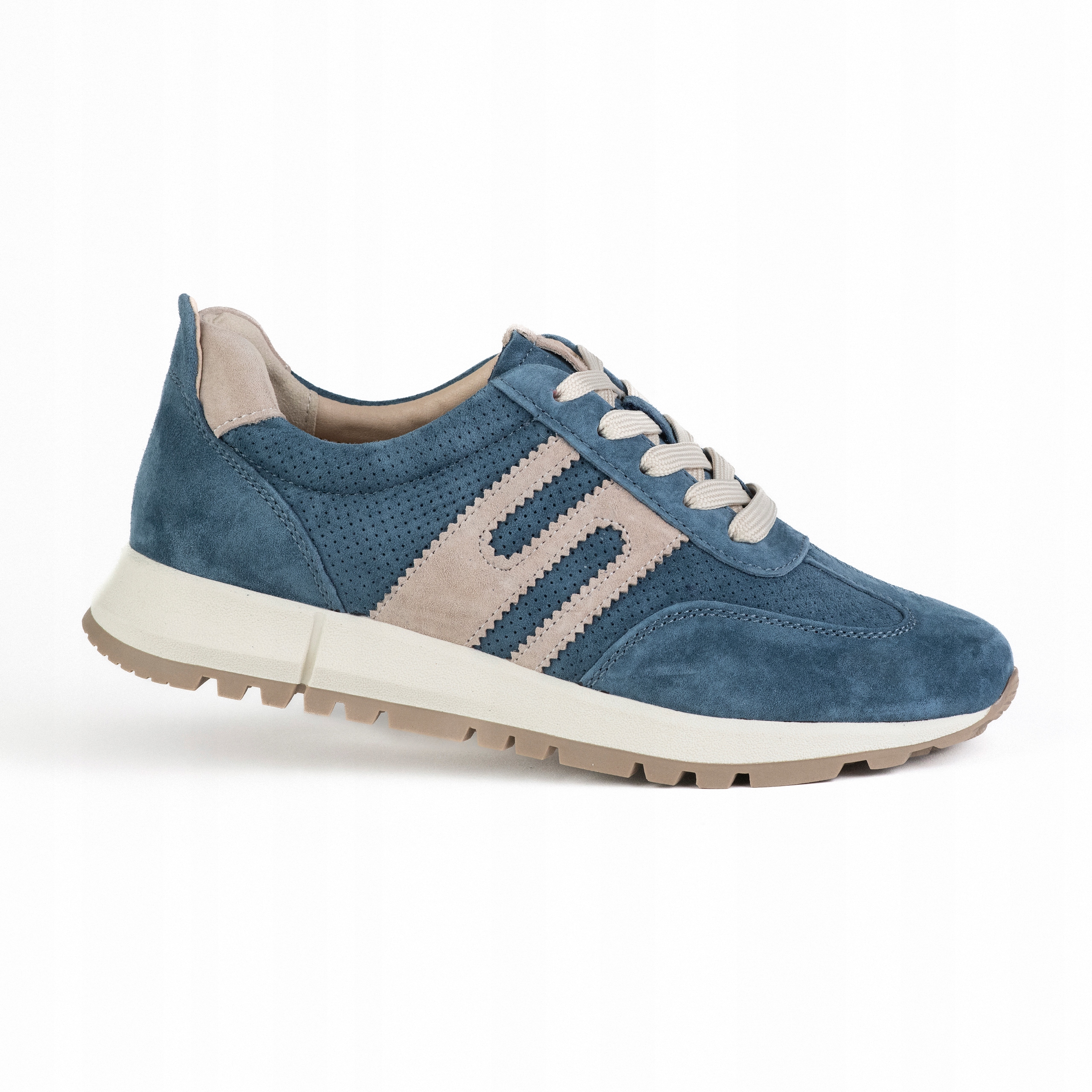 Sportowe damskie sneakersy Goodin GD-XW-1054 skóra zamsz ażurek niebieski39