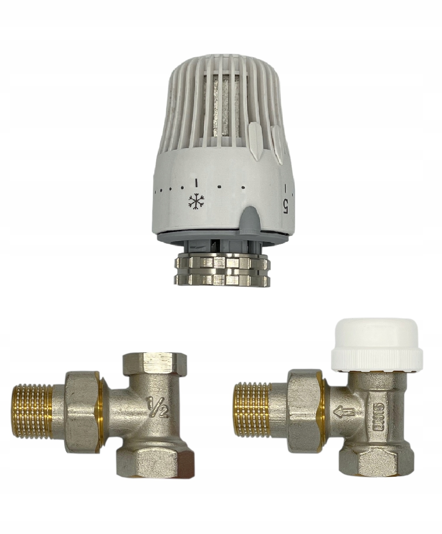 ZESTAW TERMOSTATYCZNY KĄTOWY 1/2 GŁOWICA+ZAWORY