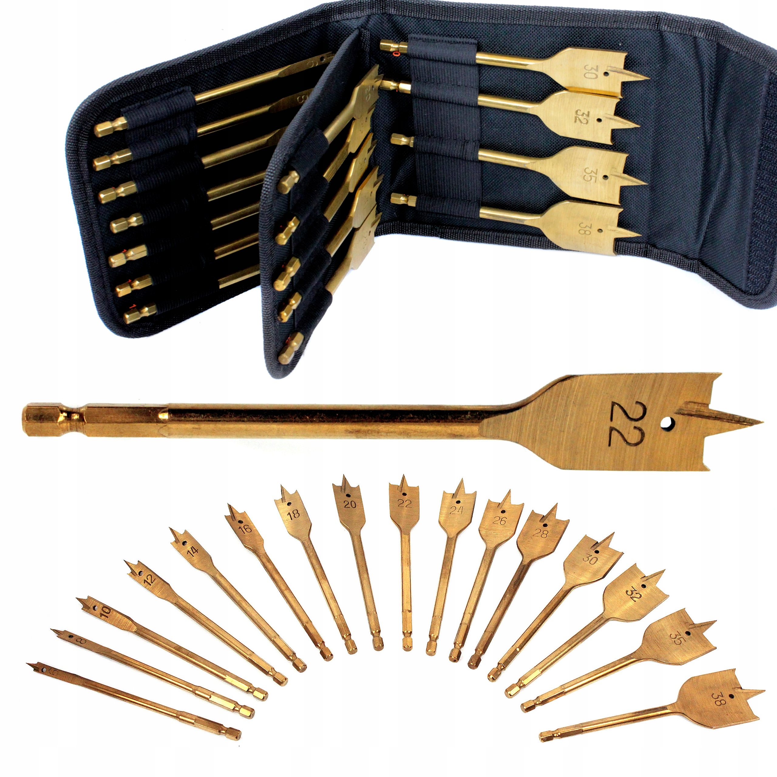 Wiertła łopatkowe piórkowe płaskie DO drewna 16szt