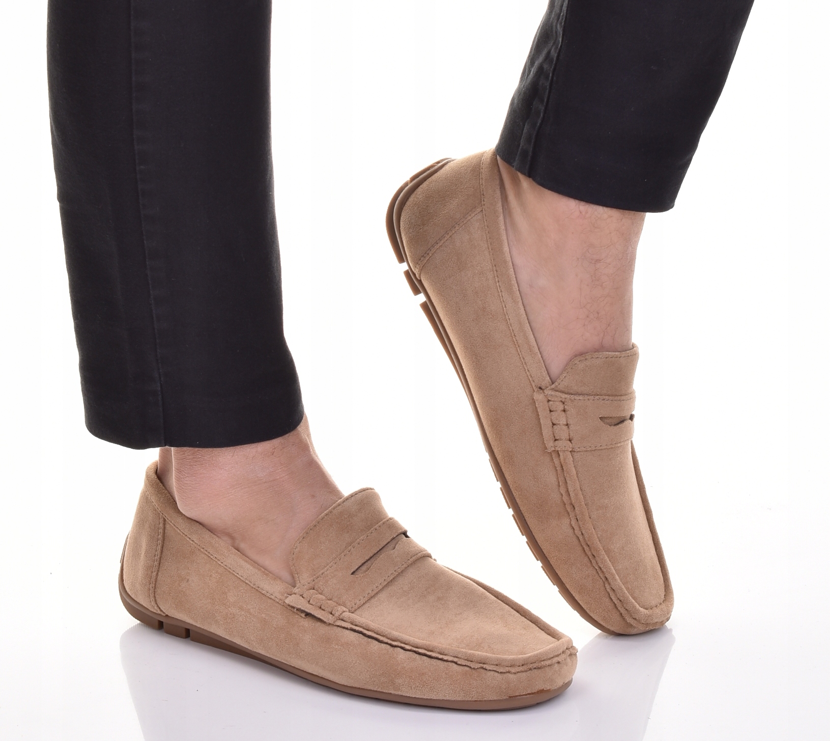 Pánské Elegantní Mokasíny, Nazouvací Boty Casual, Semišové, Béžové, Módní