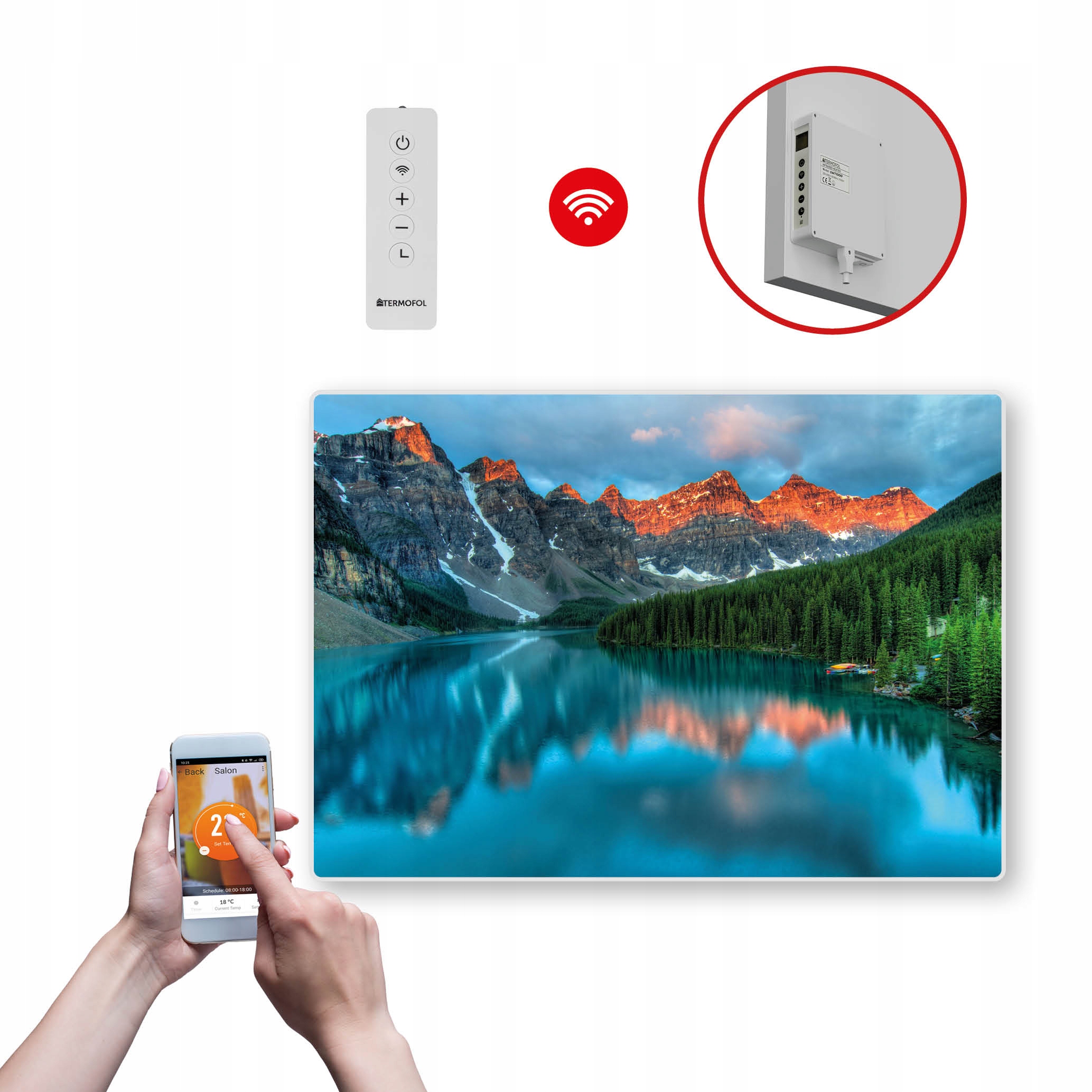 Dekoračný infračervený Vykurovací Panel s výkonom 500 W a Wifi
