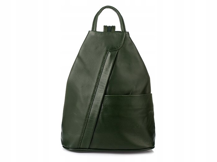Tmavě zelený dámský kožený batoh s italským koženým batohem Vera Pelle