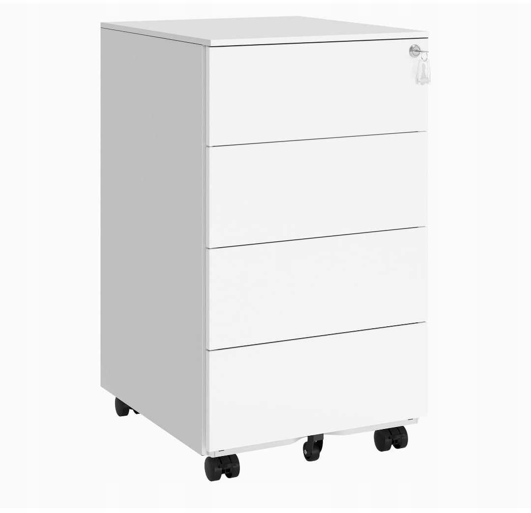 Szafka Biurowa Na Kółkach 4 Szuflady Metalowa Zamykana