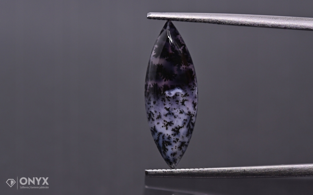 Dendritový achát z Turecka kabošon markýza 19,5x7 m