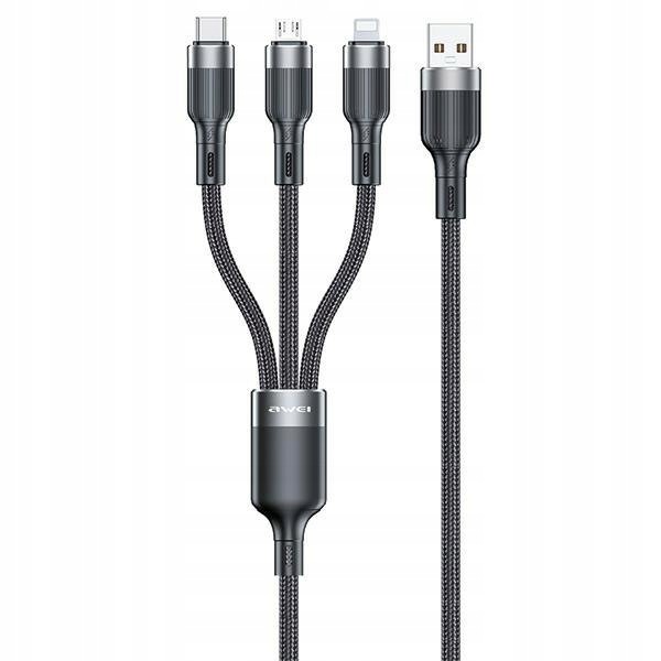 Awei kabel CL-975 usb-c/lightning/micro 3w1 czarny/black
