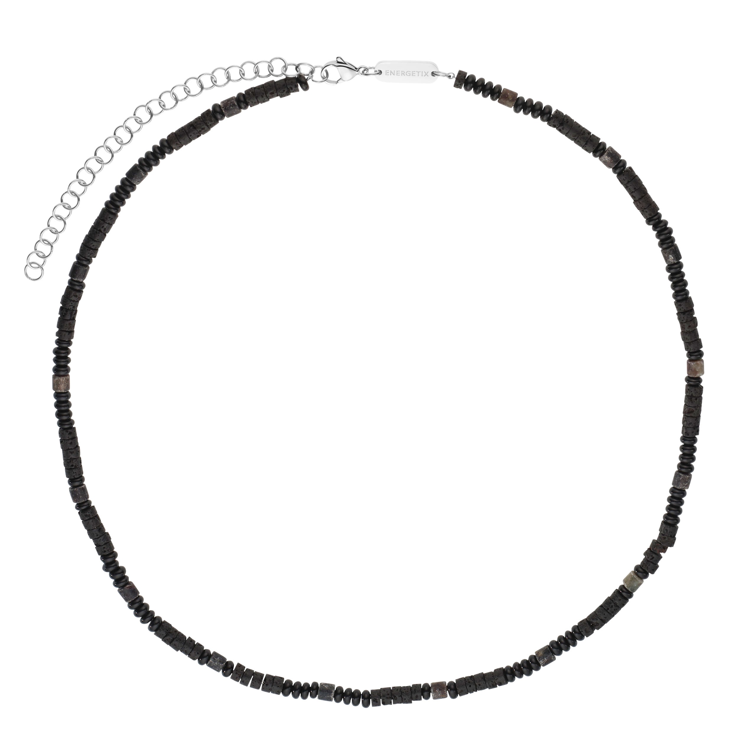 Magnetický náhrdelník černý s kameny Achát Onyx Energetix XL-XXL