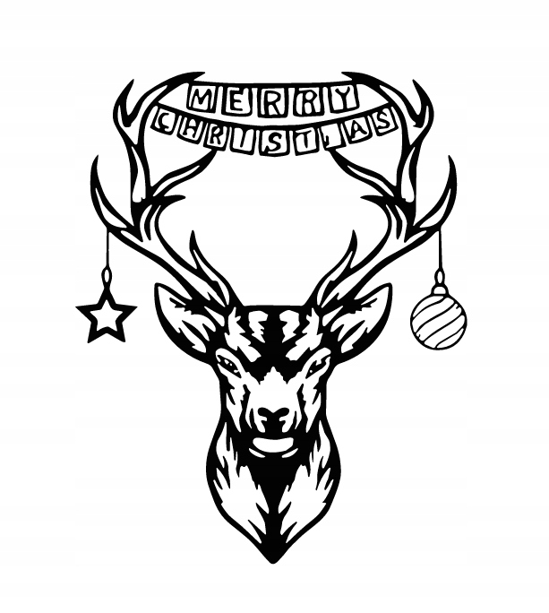 nástěnná dekorace Obraz vzor Jelen S Nápisem Merry Christmas