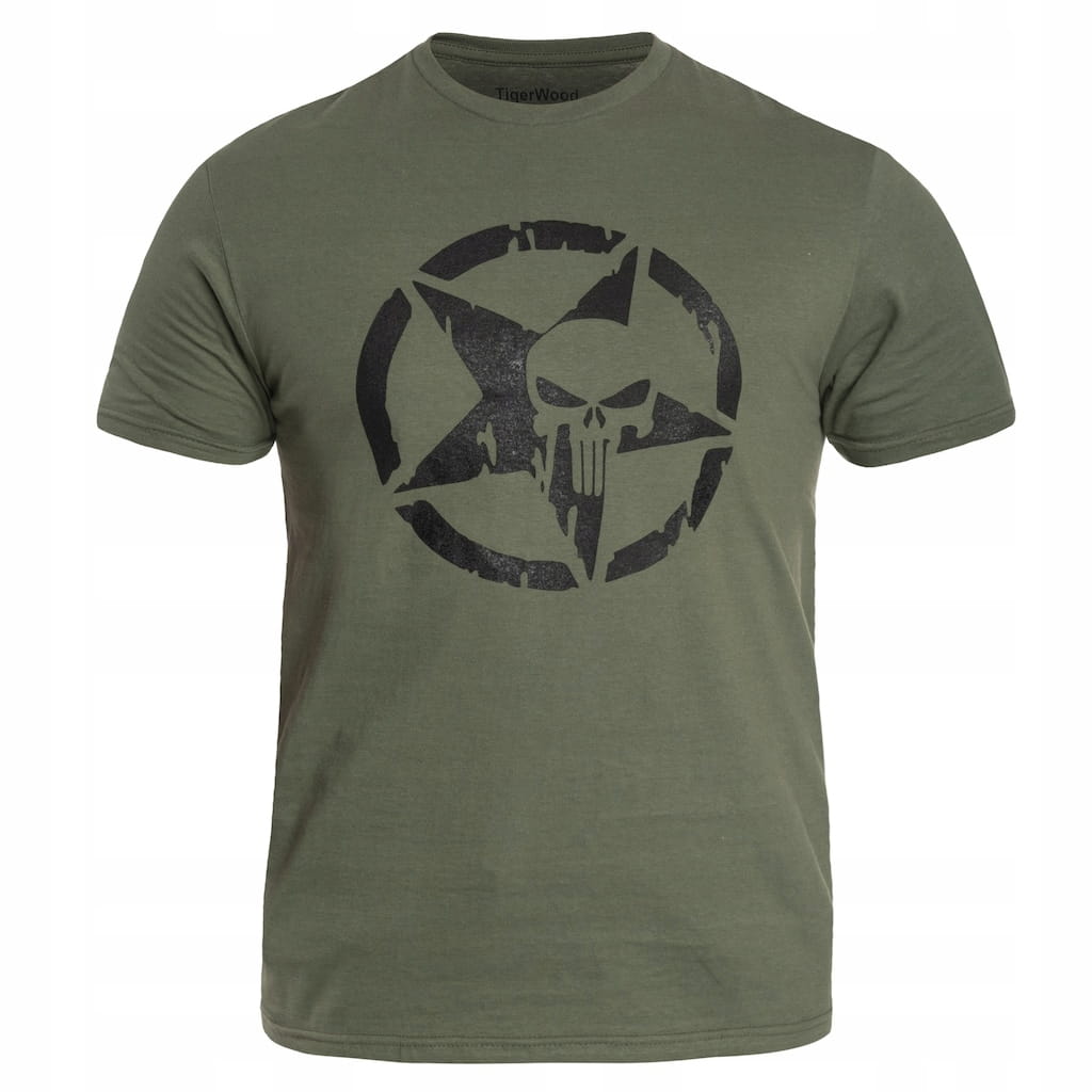 Koszulka Męska T-shirt TigerWood Military Punisher XL Oliwkowa