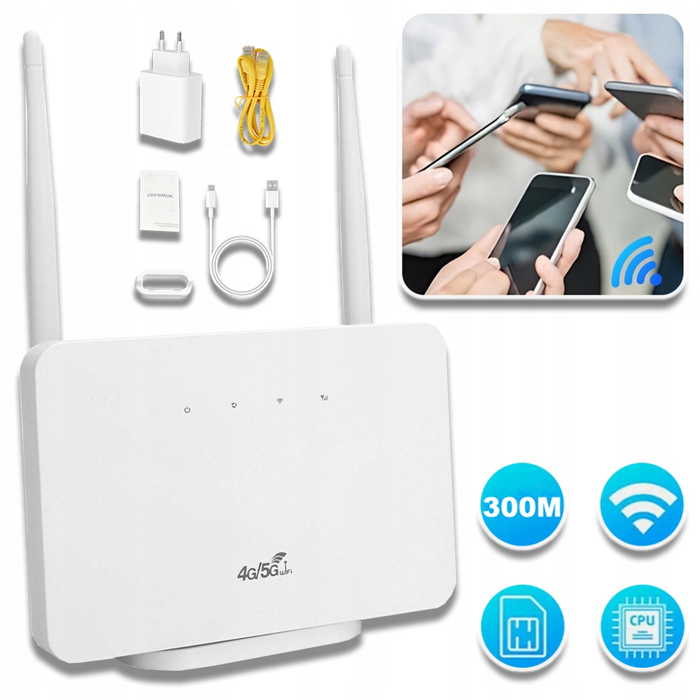 Router 4G Lte 300 Mb/s Wi-fi Na Kartę Sim Wi-fi Bezprzewodowy Modem