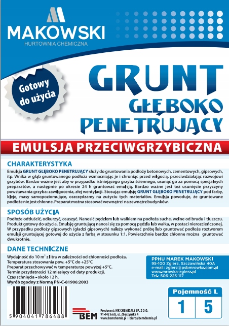 

Grunt Głęboko Penetrujący Przeciwgrzybiczny 5L