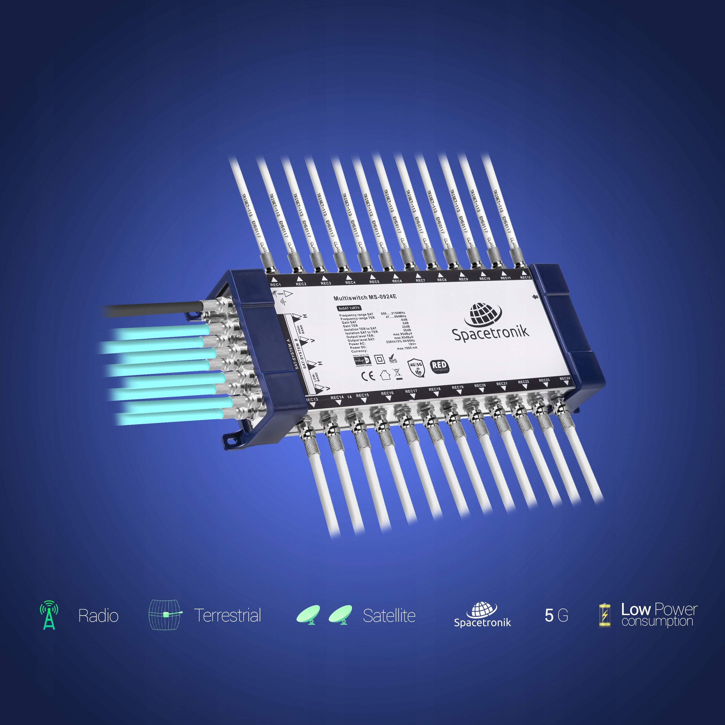 Multiswitch 9/8 Spacetronik E-Series MS-0908E Liczba wejść 9