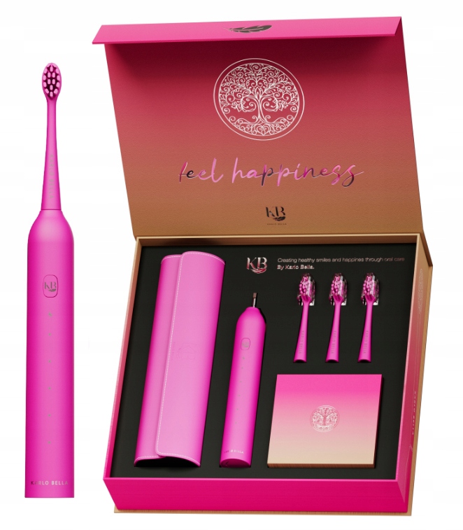 Szczoteczka Soniczna do Zębów Różowa 3 Końcówki 5 Trybów Karlo Bella