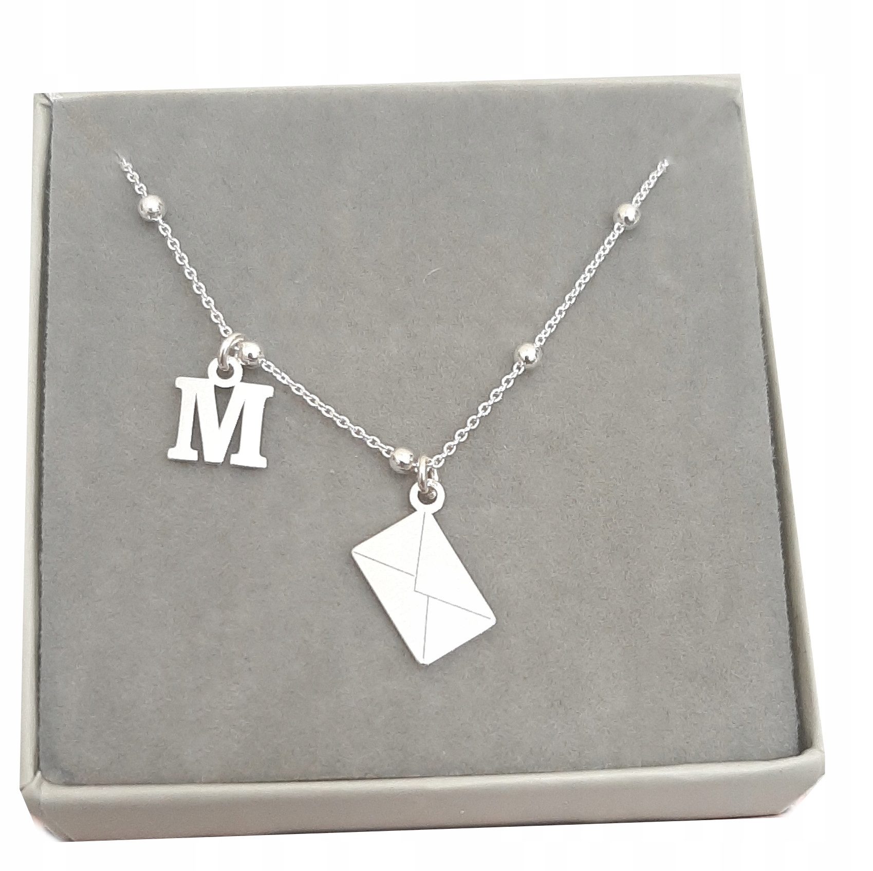 Stříbrný náhrdelník obálka dopis písmenko Gravírování celebrita 925