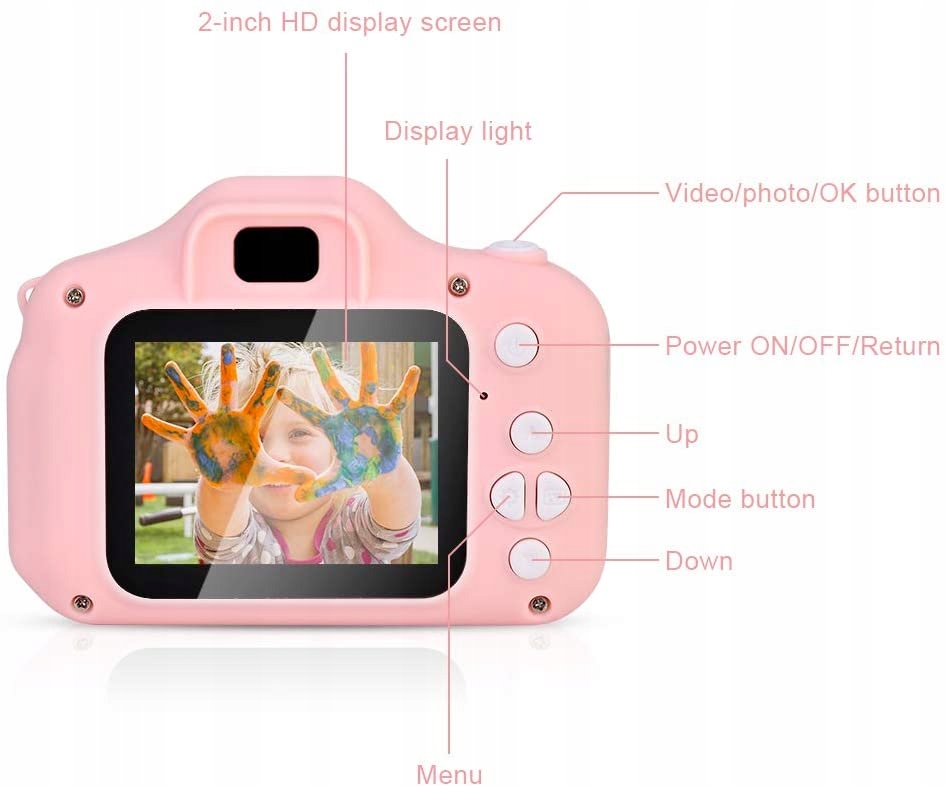 APARAT CYFROWY DLA DZIECKA FABURO 32GB RÓŻOWY Rozdzielczość 2 Mpx