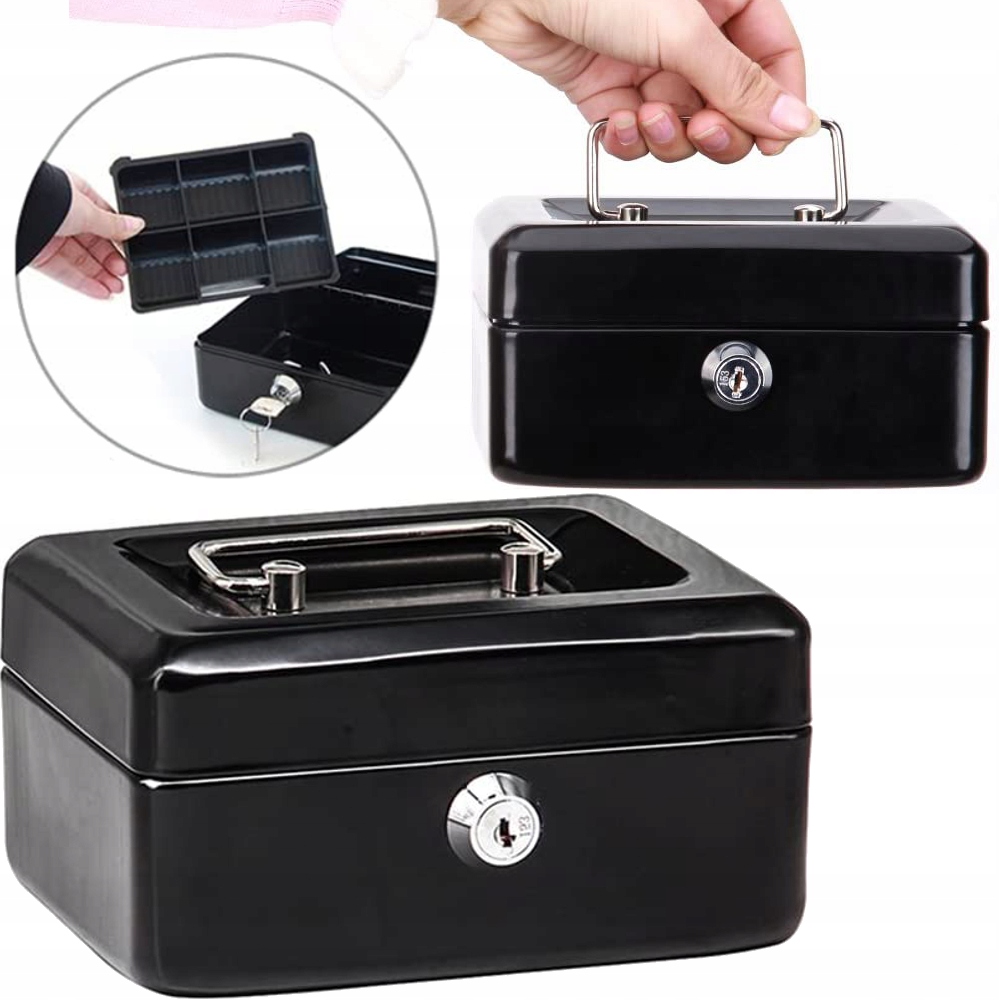 

Metalowa kasetka na banknoty, bilon sejf Na Klucz