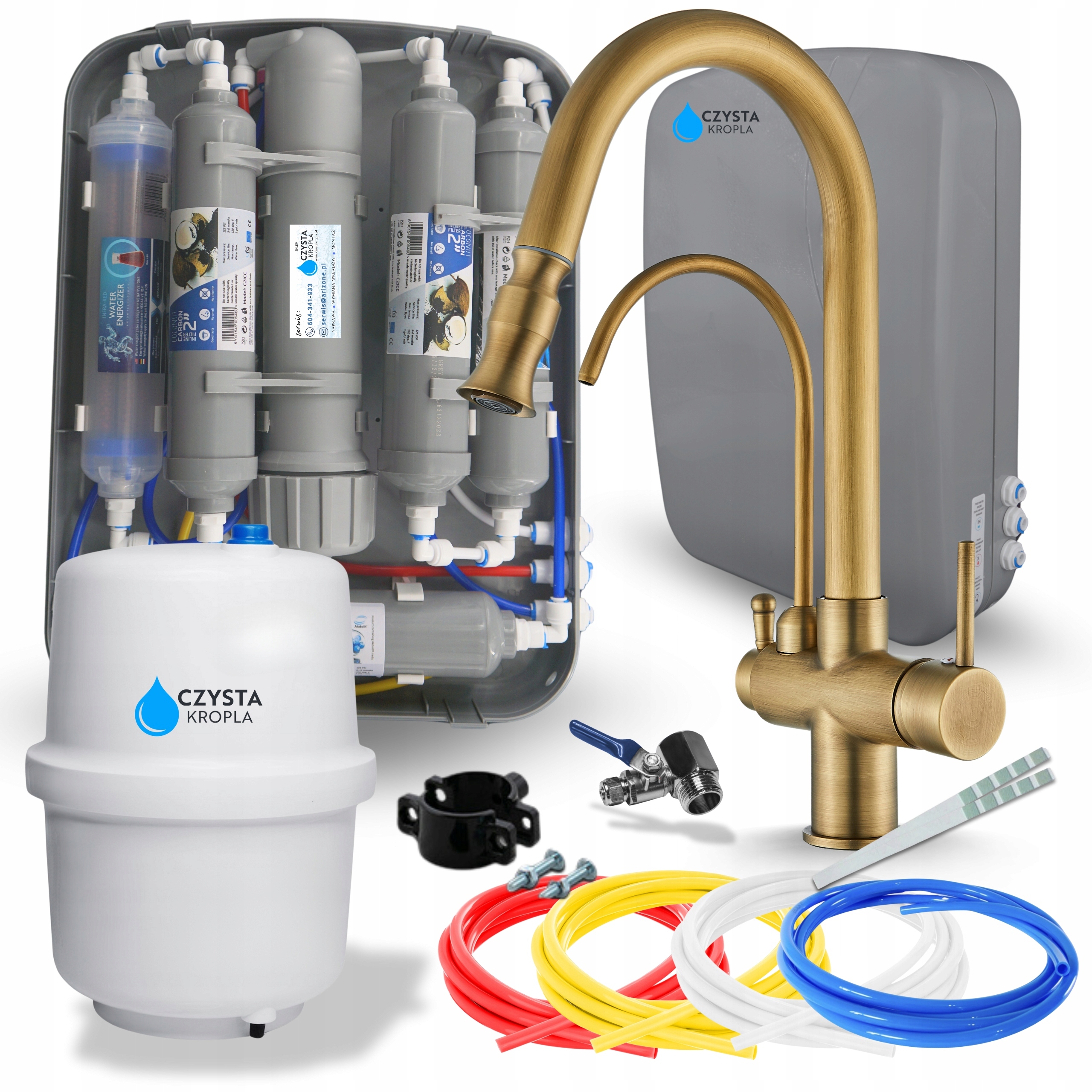 Filtr Reverzní Osmózy Pzh A Kuchyňská Třícestná Zlatá Dotyková Baterie