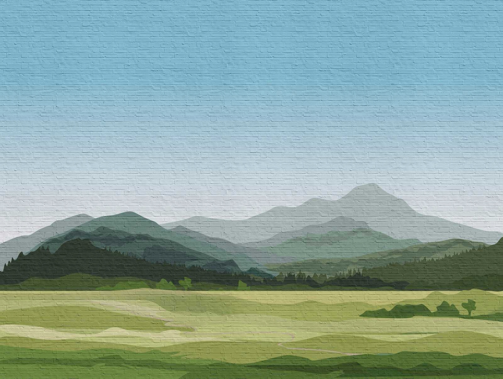 Fototapeta Stěnový panel horská krajina cihla