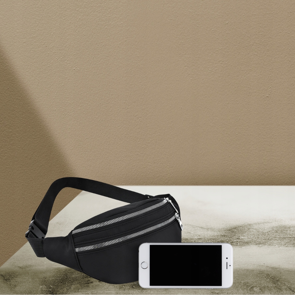 NERKA CZARNA SASZETKA DAMSKA BIODRÓWKA DWUKOMOROWA Nazwa koloru producenta srebrna