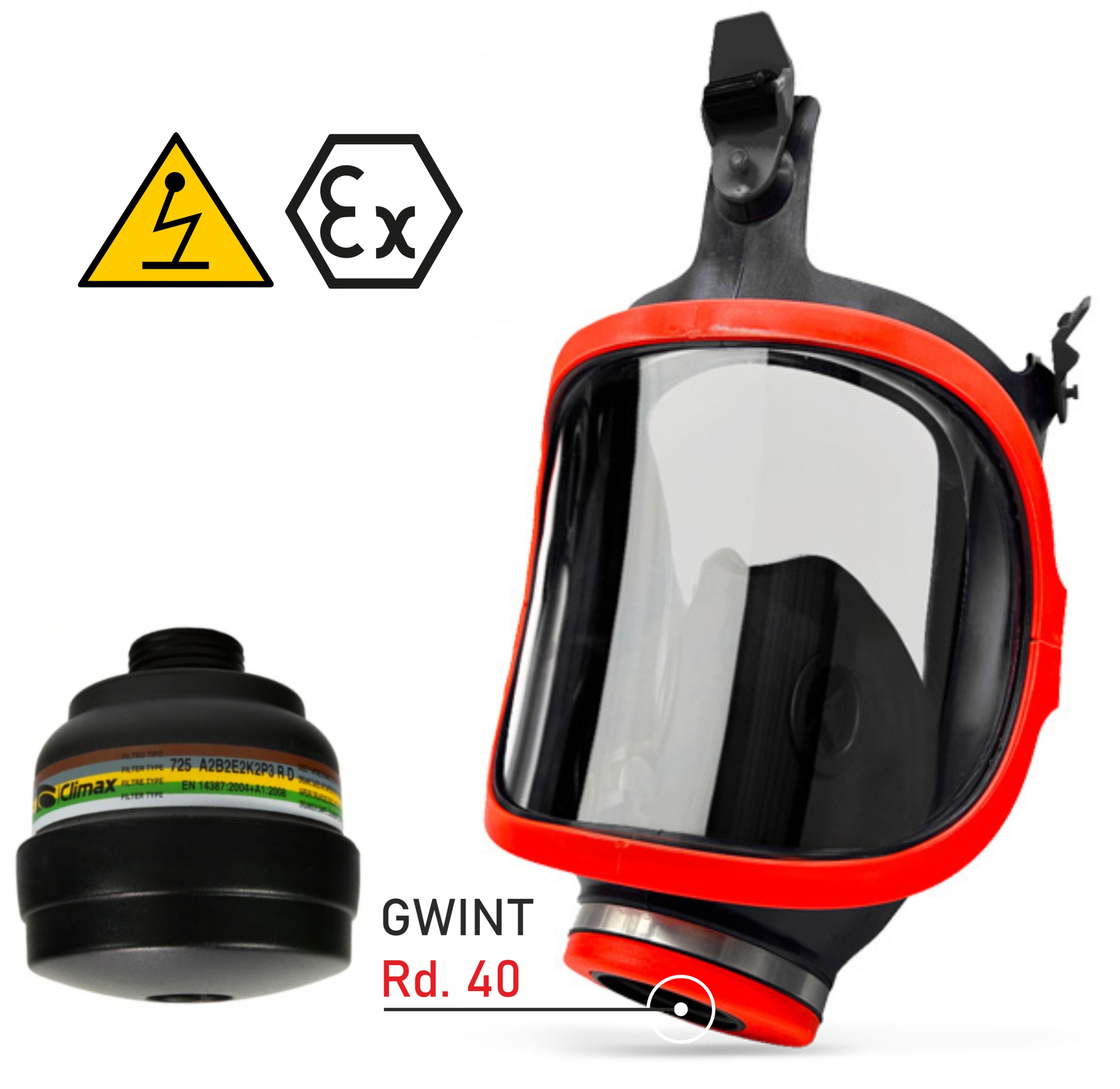 Zestaw Maska gumowa 731-C Filtr A2B2E2K2P3 RD40 x 1/7" Atex Climax