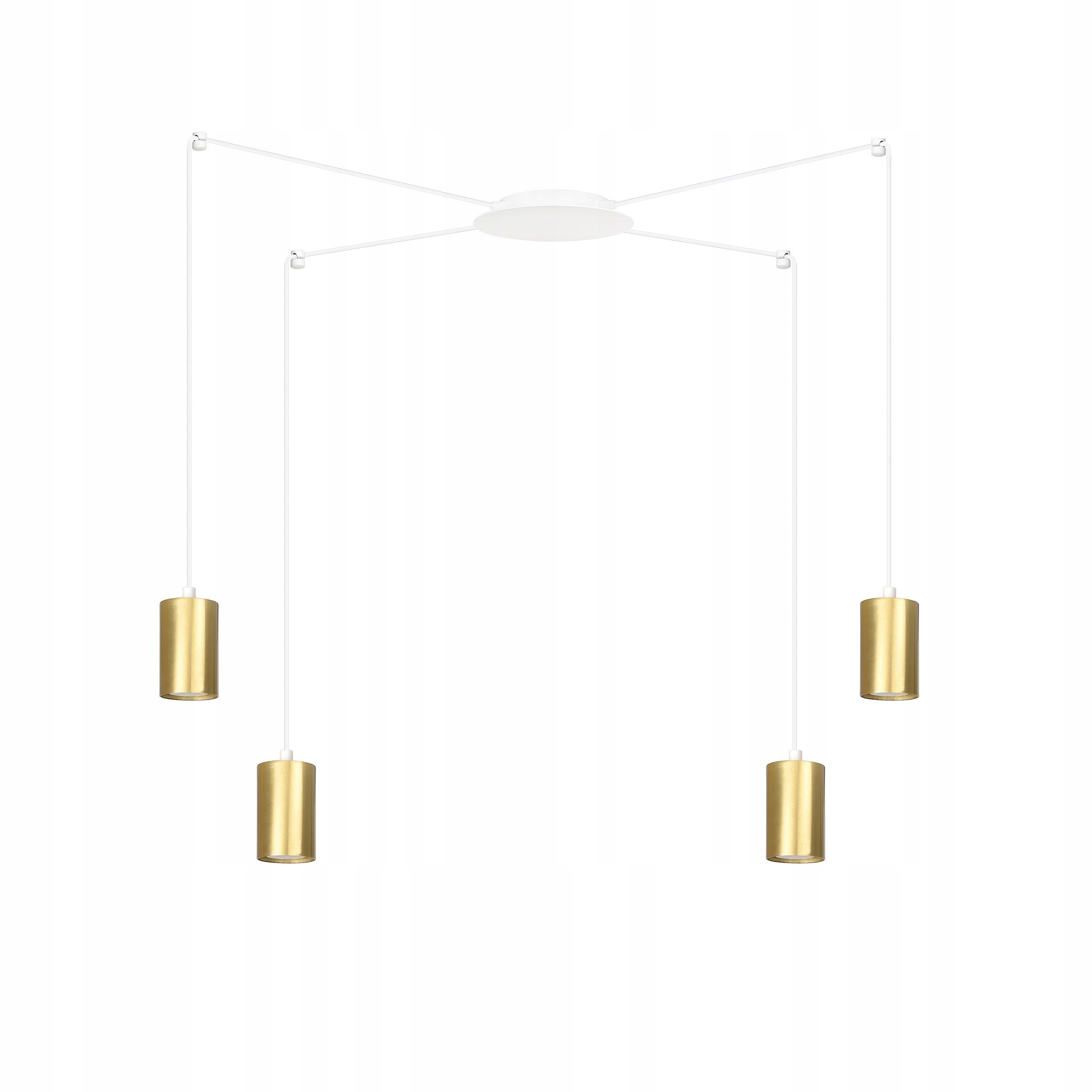 Závesná stropná lampa pavúk Traker 4 biela zlatá do obývacej izby a chodby