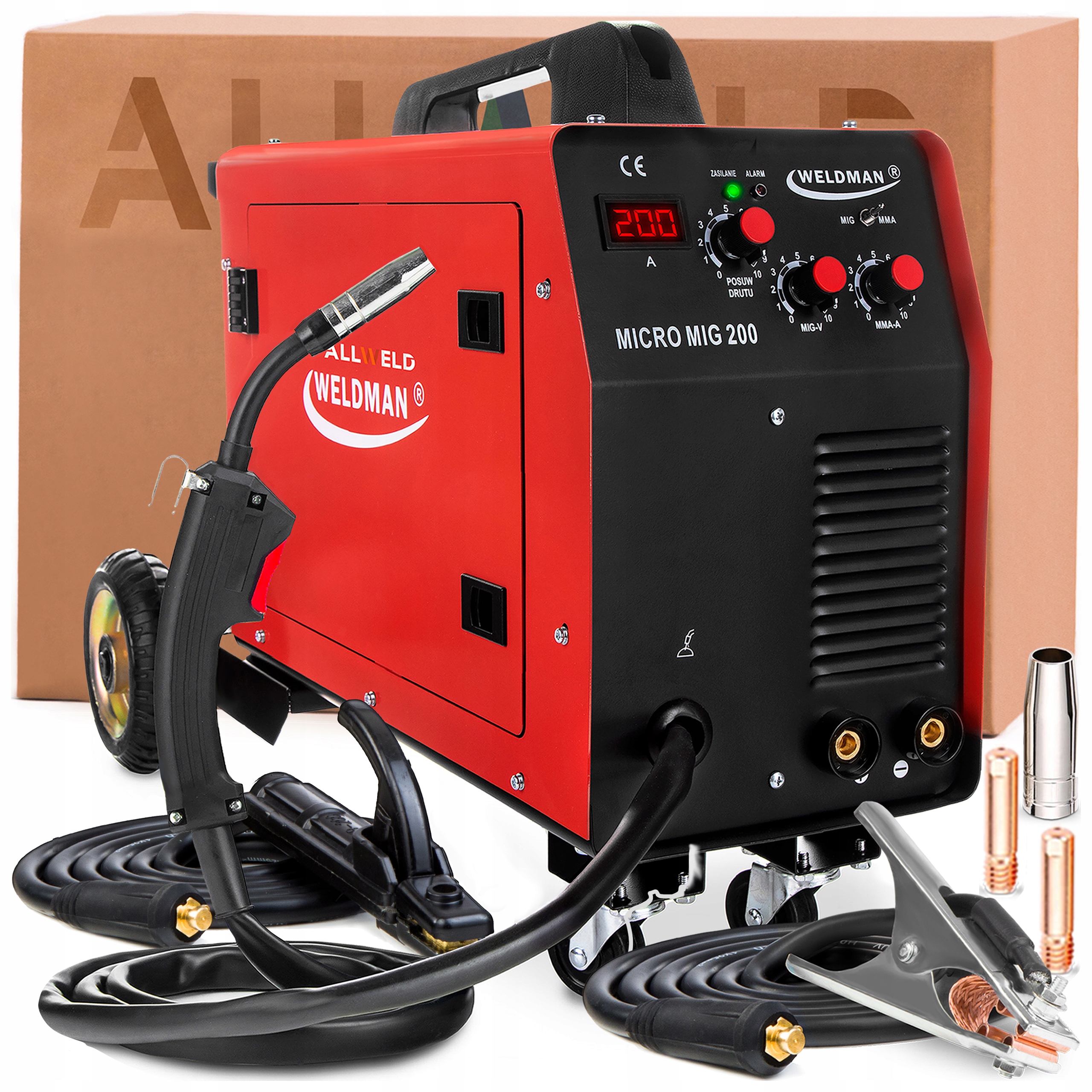 Spawarka Inwertorowa Weldman Micro Mig 200 230V 200A Mig/mag Mma Flux