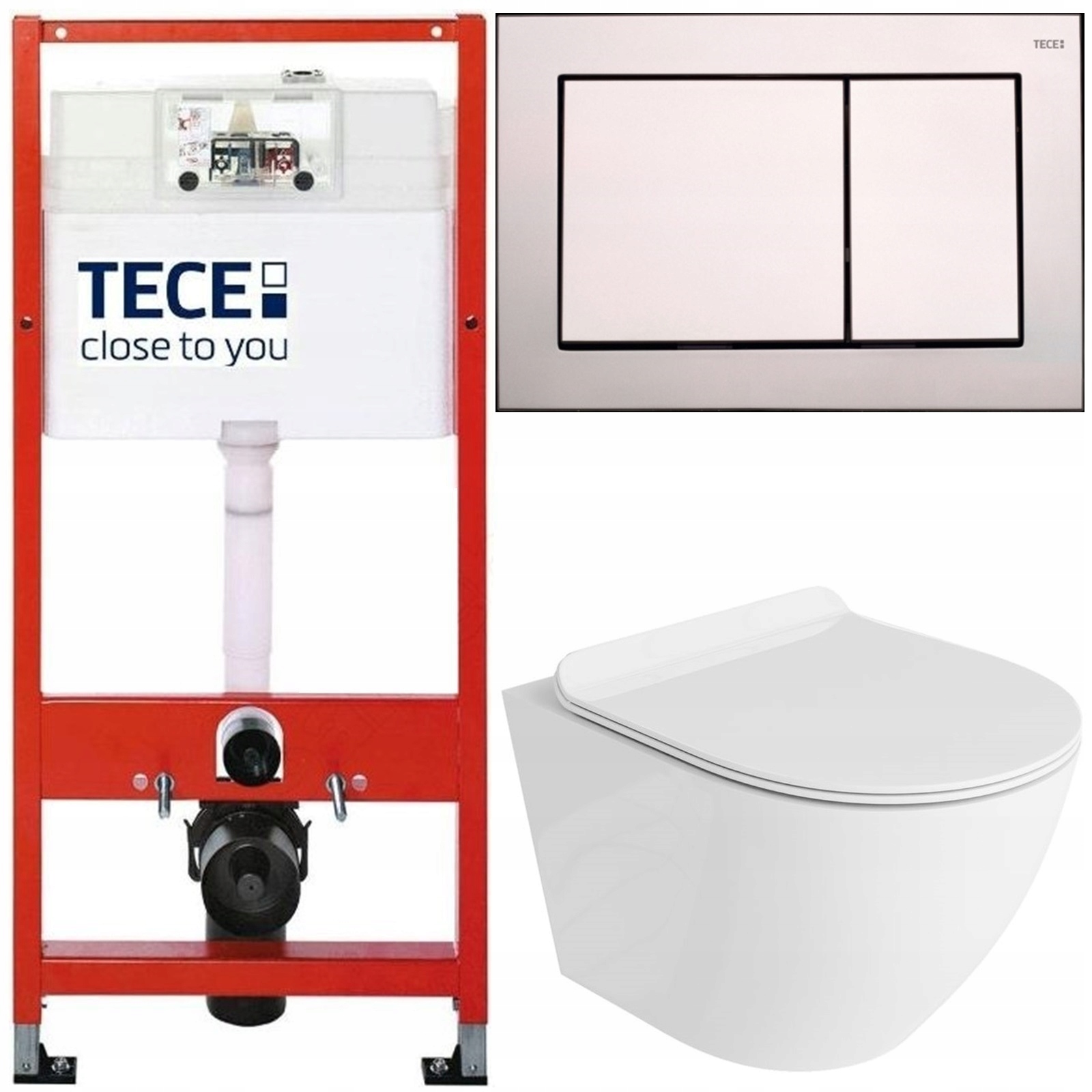 Tece Zestaw Podtynkowy Wc Miska Rimless Przycisk Chrom Mat Mata 6W1