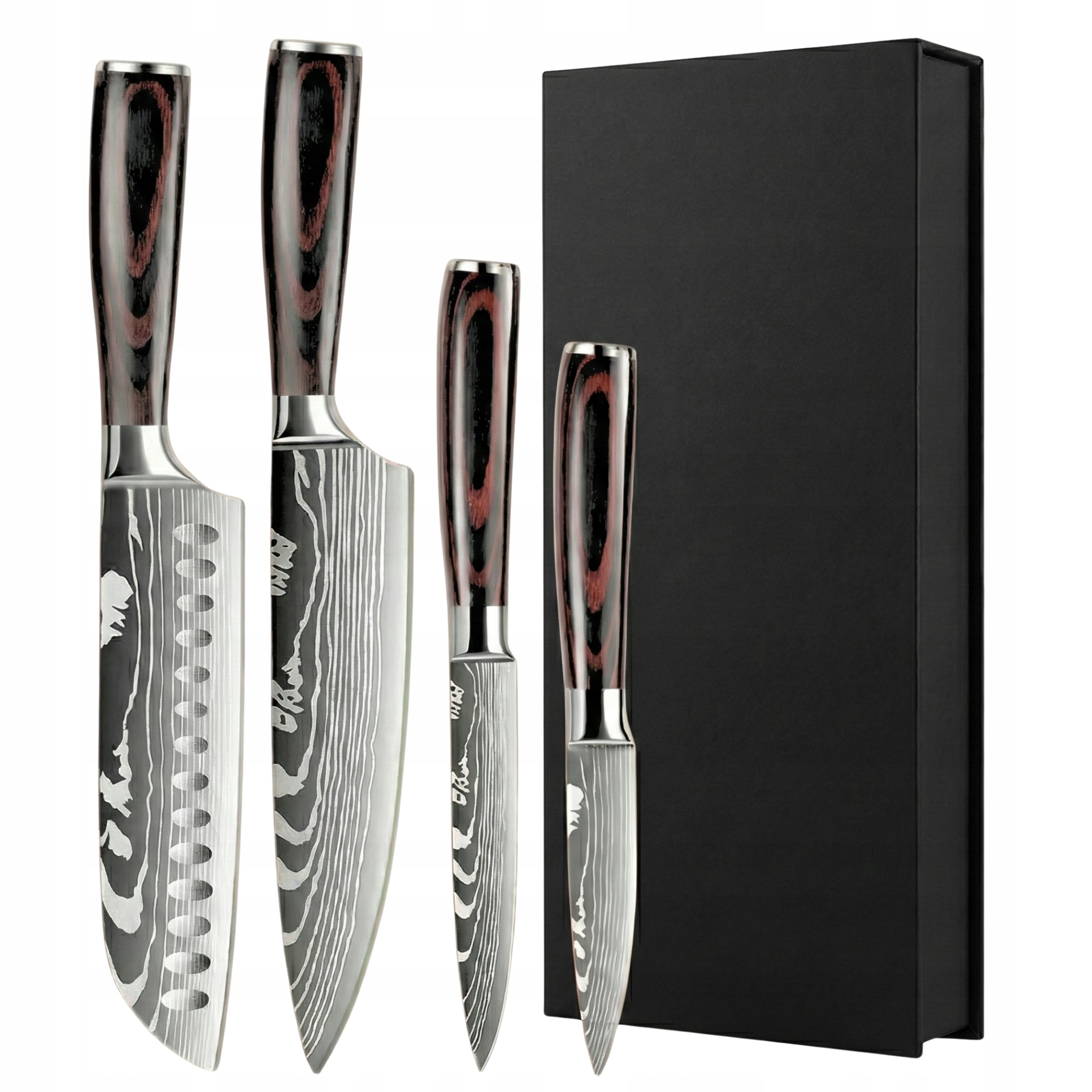 Sada Kuchynských Nožov v japonskom štýle 4 Kusy v elegantnej krabičke