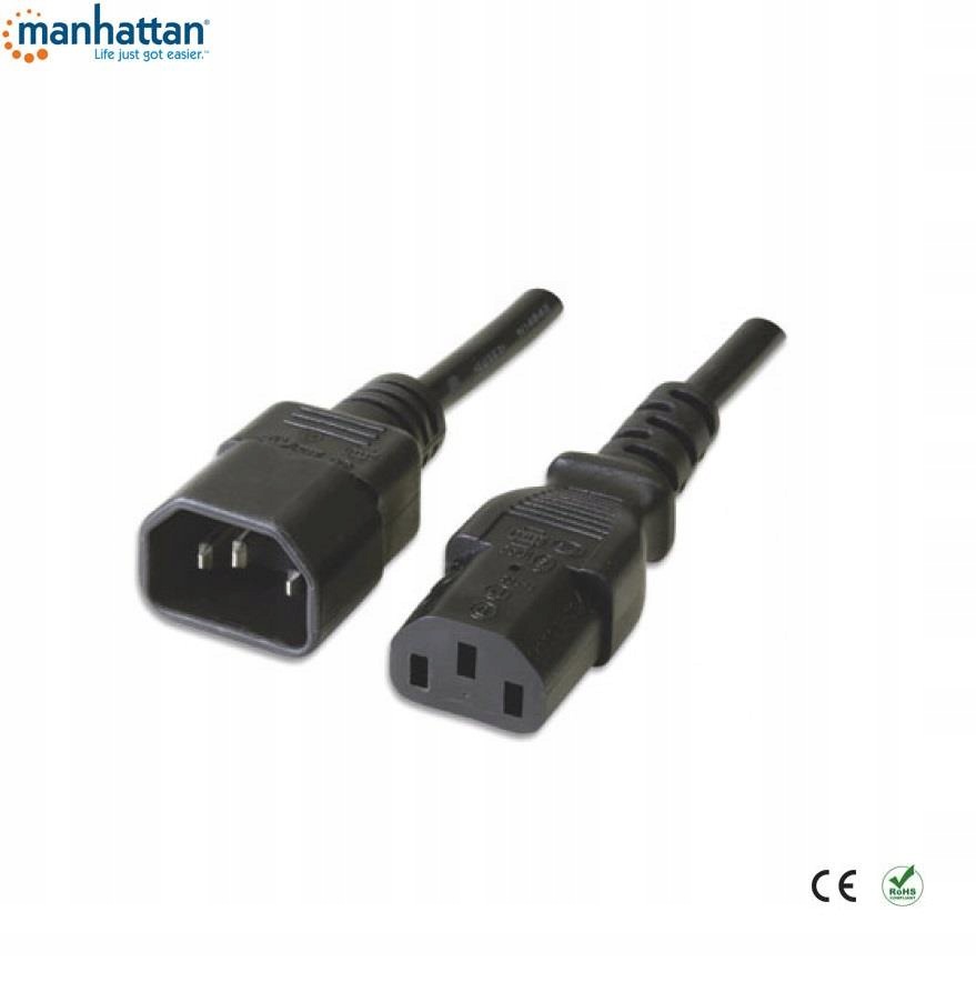 Manhattan Kabel Zasilający C14 C13 M/f 0,5M Do Urządzeń Elektronicznych