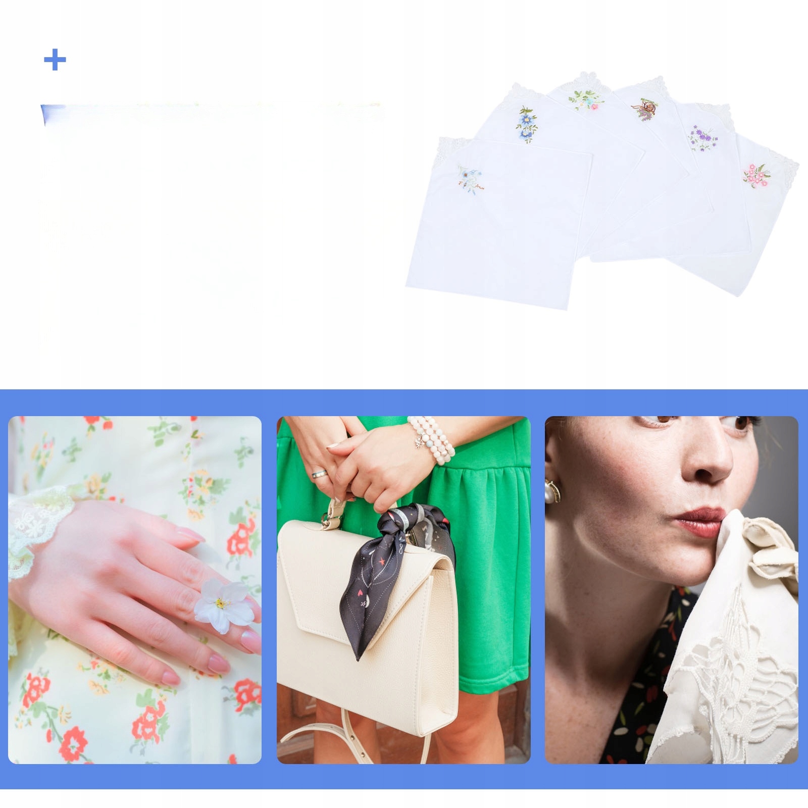 CHUSTECZKI HAFTOWANE DAMSKIE CHUSTECZKI ANTYCZNE BAWEŁNIANE Długość (cm) 28 cm