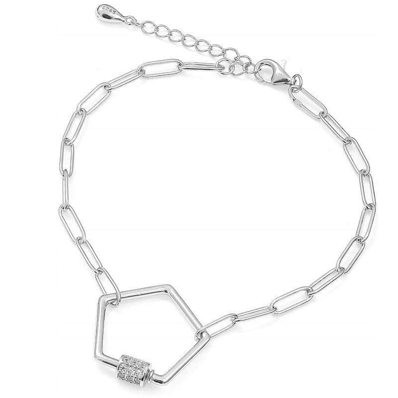 Stříbrný náramek Ag925 rhodiovaný pětiúhelník B05140