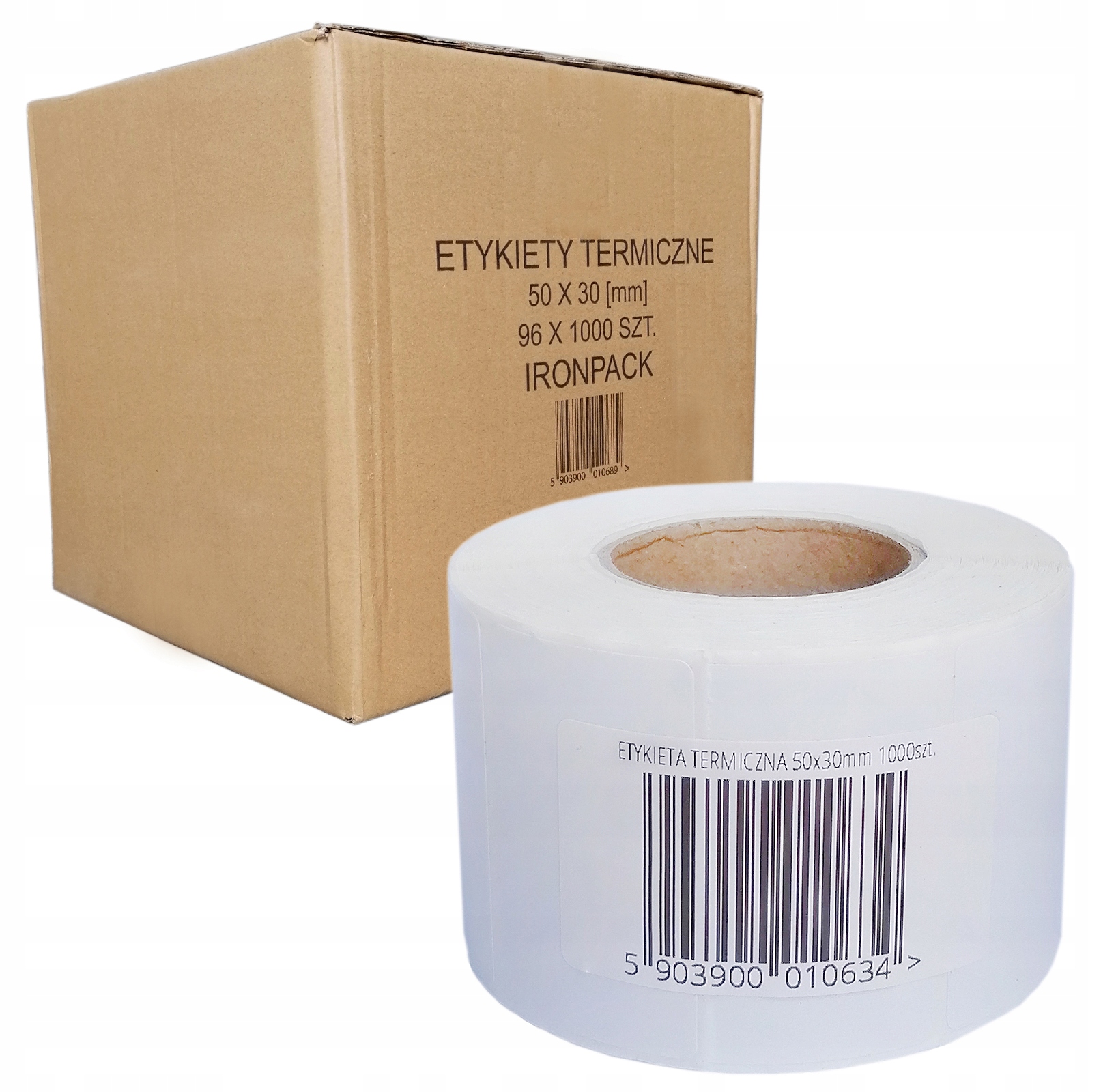 

Etykiety Termiczne 50x30 1000szt Karton 96 rolek