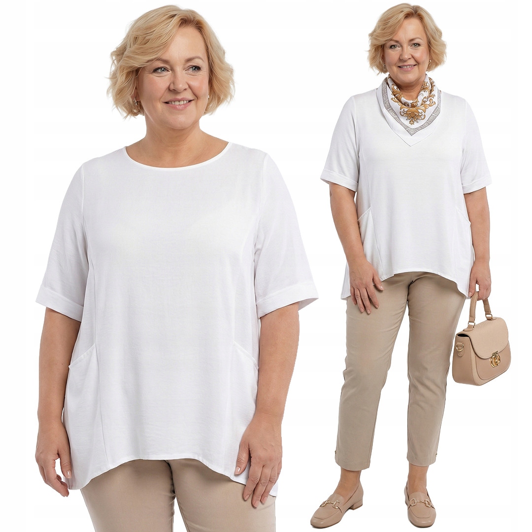 Bílá tunika s kapsami plus size velikost 56/58