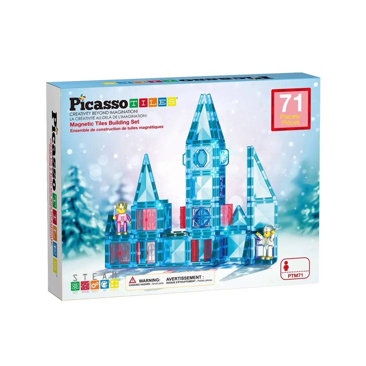 Picasso Tiles Zimowy Zamek Zestaw 71 Elementów, klocki magnetyczne