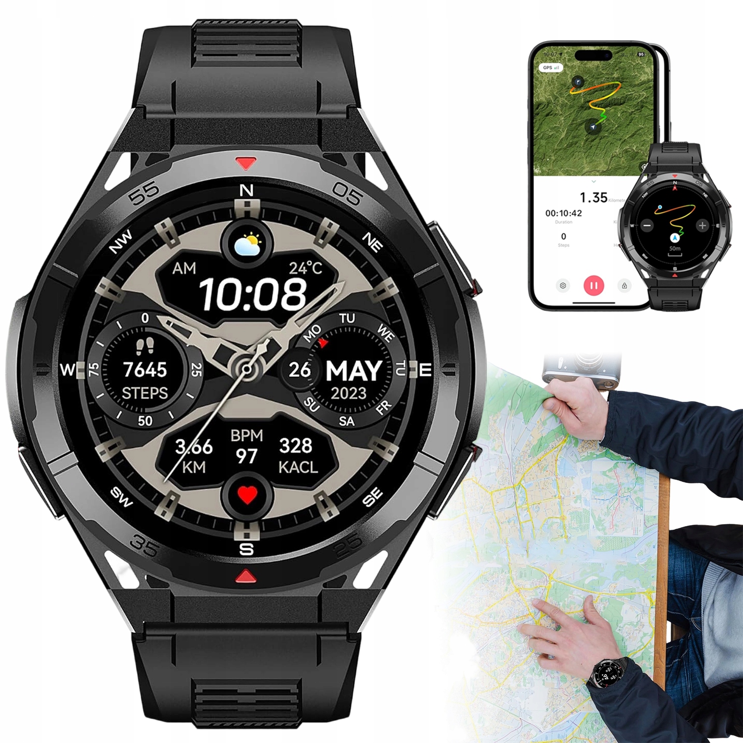 Chytré Hodinky Outdoorový Gps 5ATM S Měřením Tlaku A Tepové Frekvence