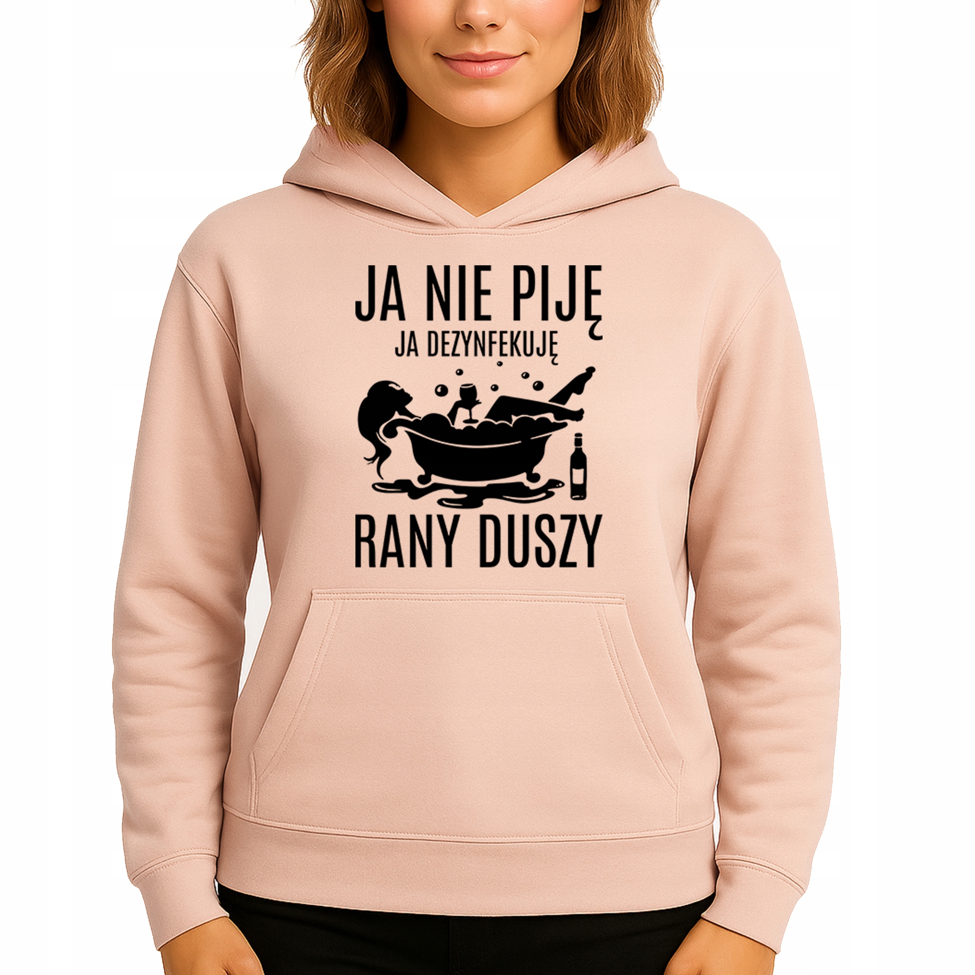 Mikina S Kapucí Broskvová bavlněná mikina dezinfikuje rány duše S