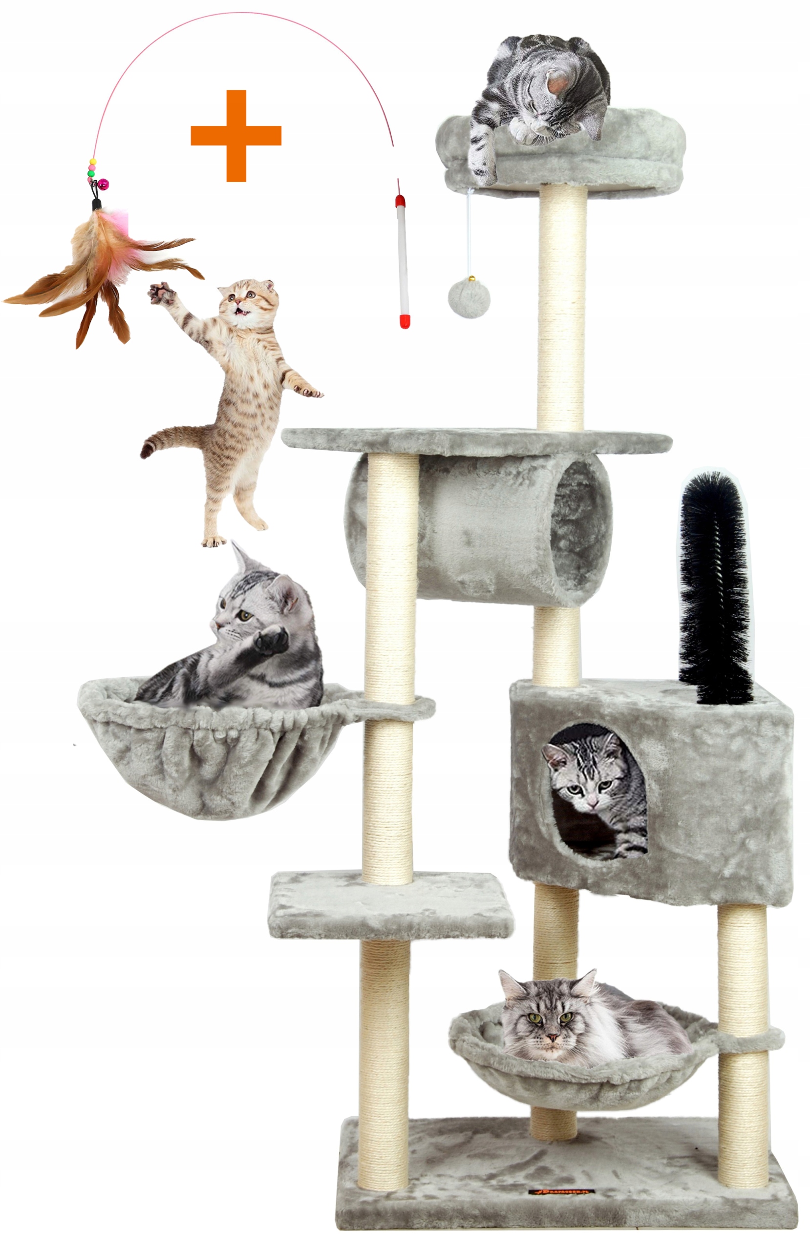 Levně Drapak Pro Kočky Domeček Budka Dřevo Věž XXL 150 cm