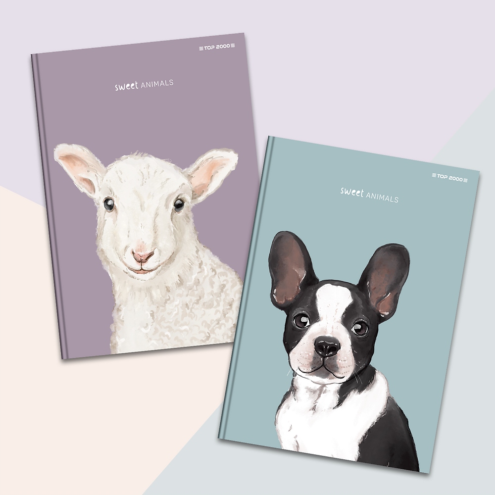 BRULION TOP 2000 SWEET ANIMAL A6 80 kartek KRATKA Kolor Wielokolorowy