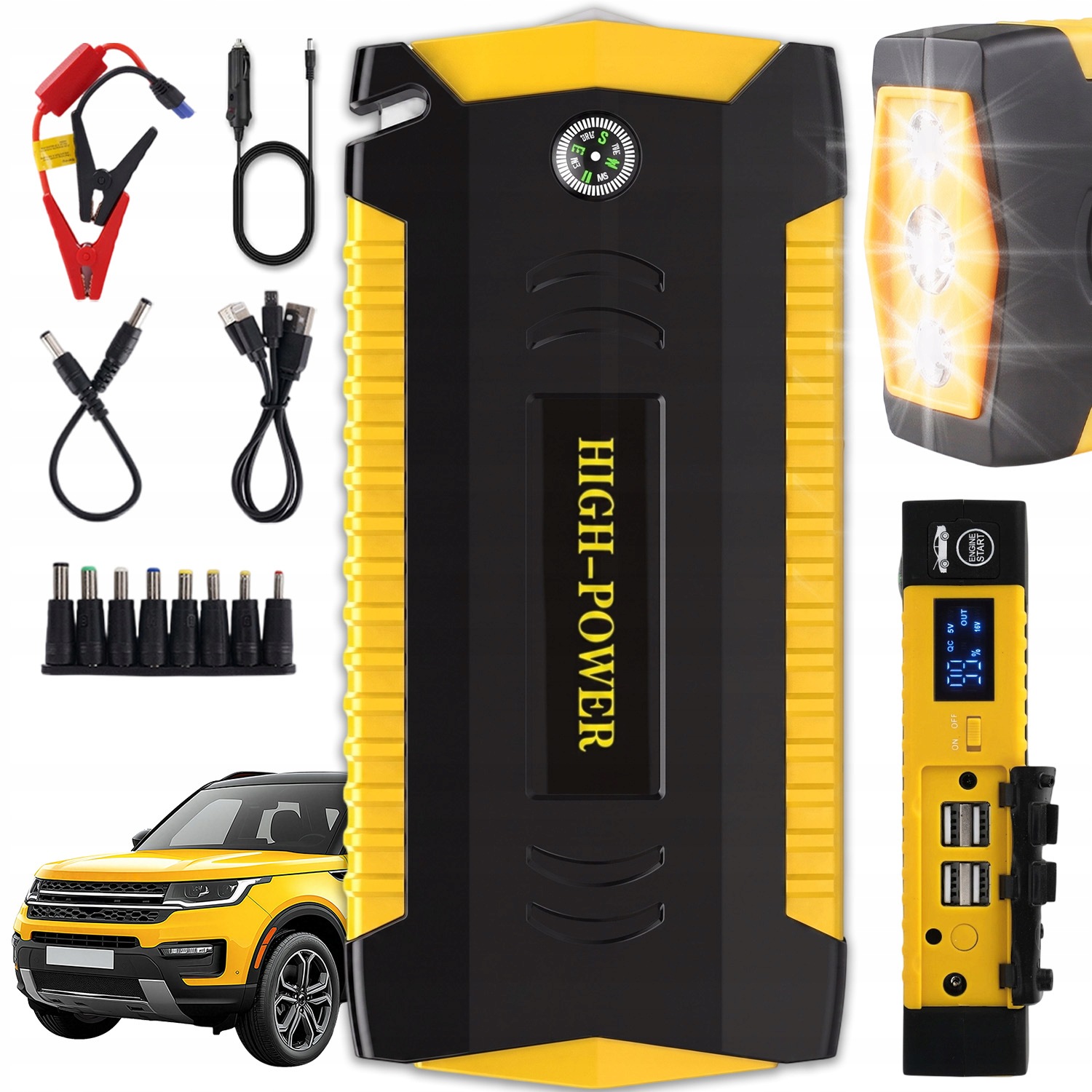 Silný Jump Starter Booster Spúšťacie Zariadenie Powerbank S Led