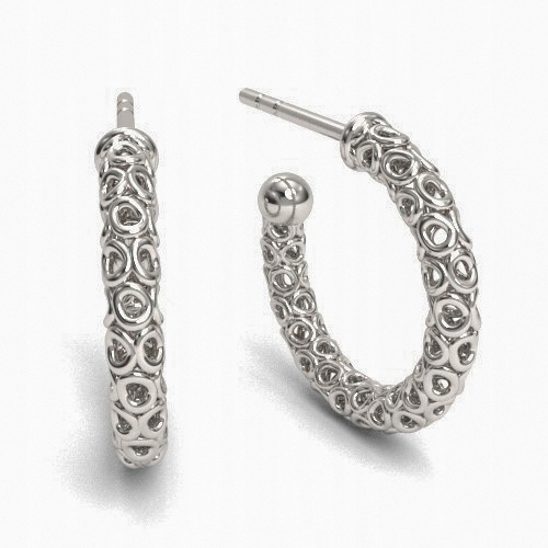 Náušnice tyčinky kruhy prolamované stříbro rhodiované