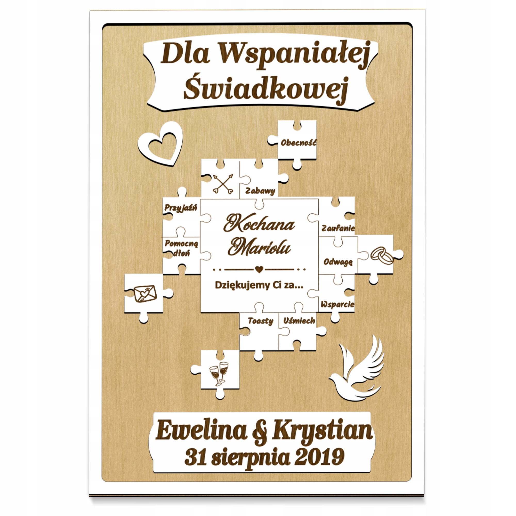 

Podziękowanie ślubne dla świadkowej