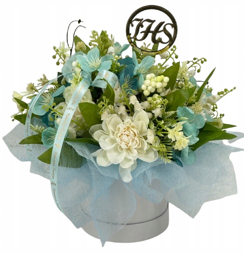 Flower Box Svaté Přijímání modro-bílý topper Ihs dárek