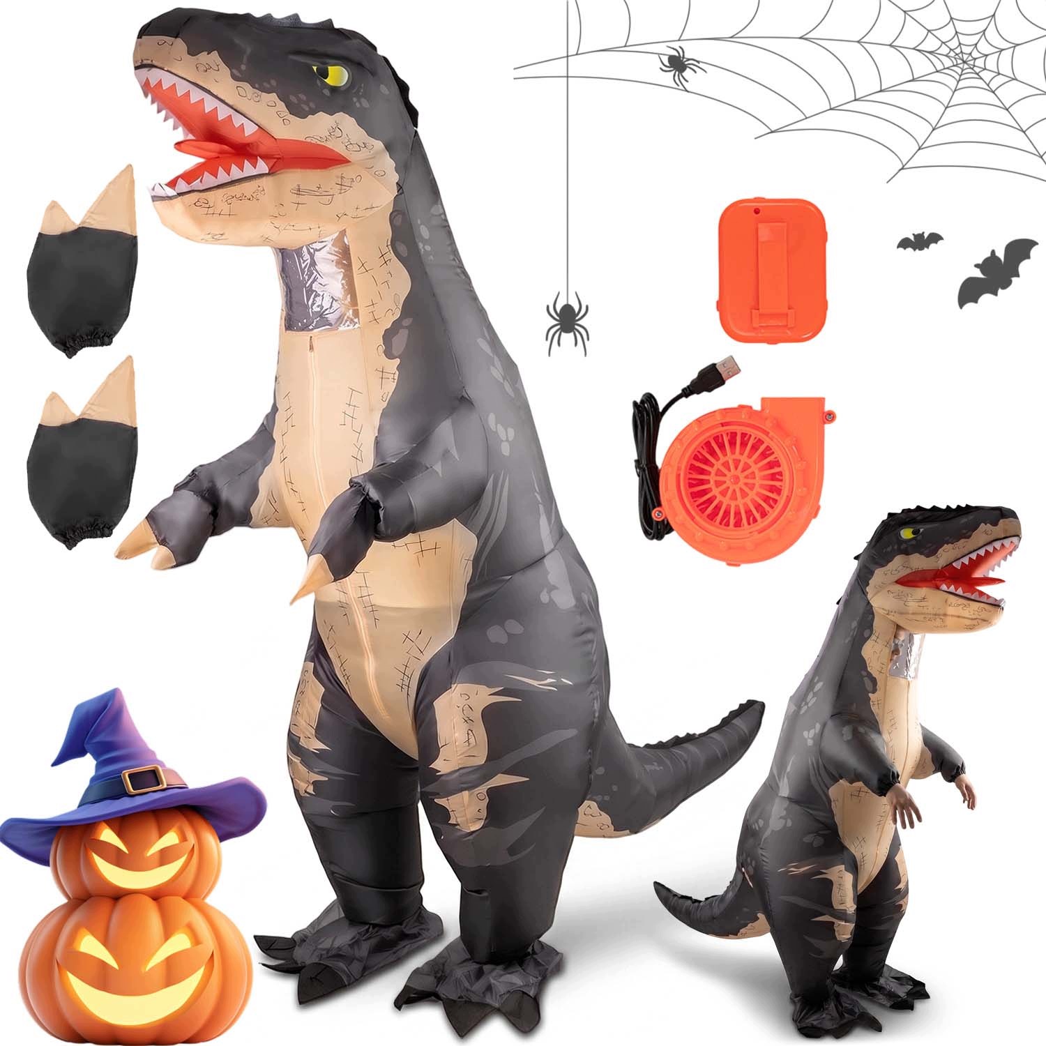Nafukovací Kostým Dinosaura Zelený 160-190 CM Pro Tematické Akce