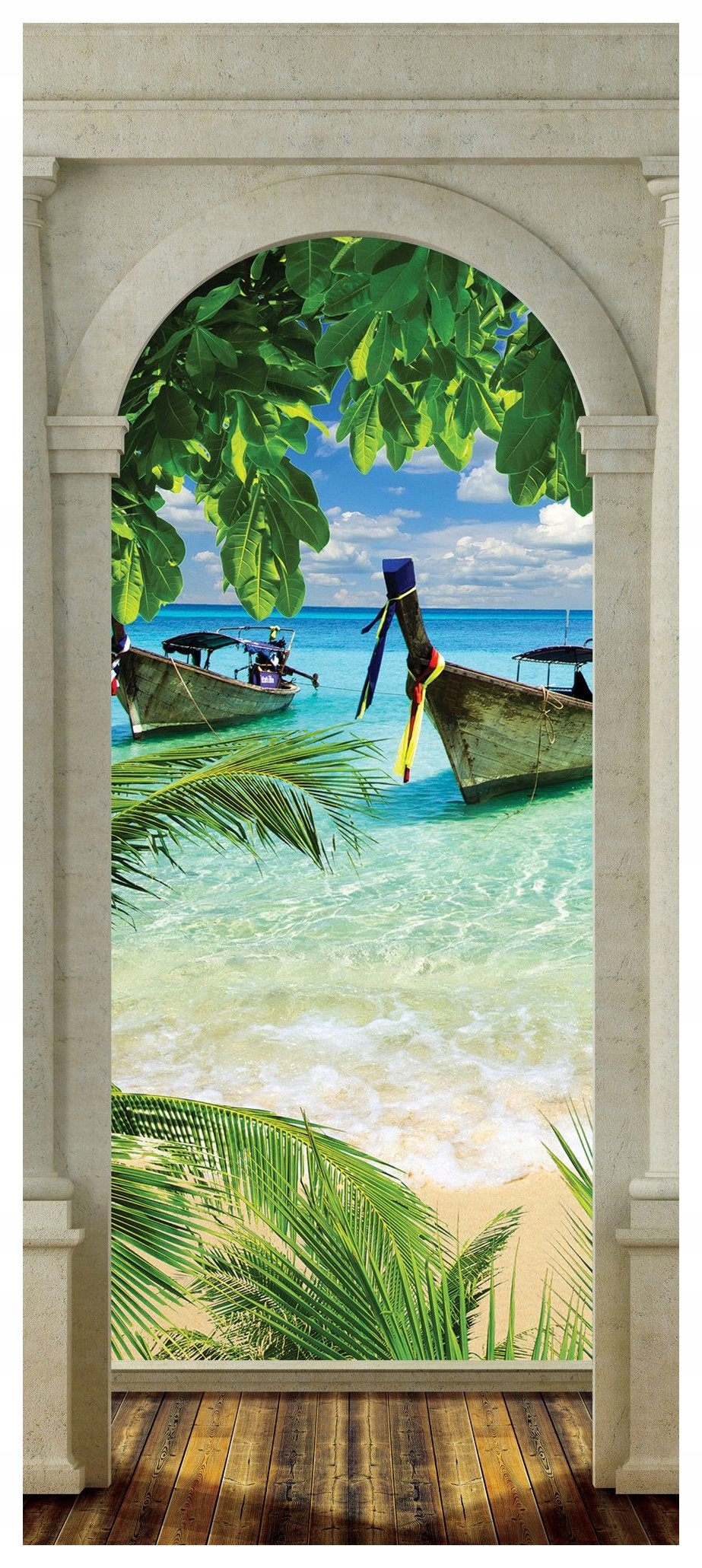 Samolepka Fototapeta Thajský oblouk Pláž Moře Lodě Bryza 91x211