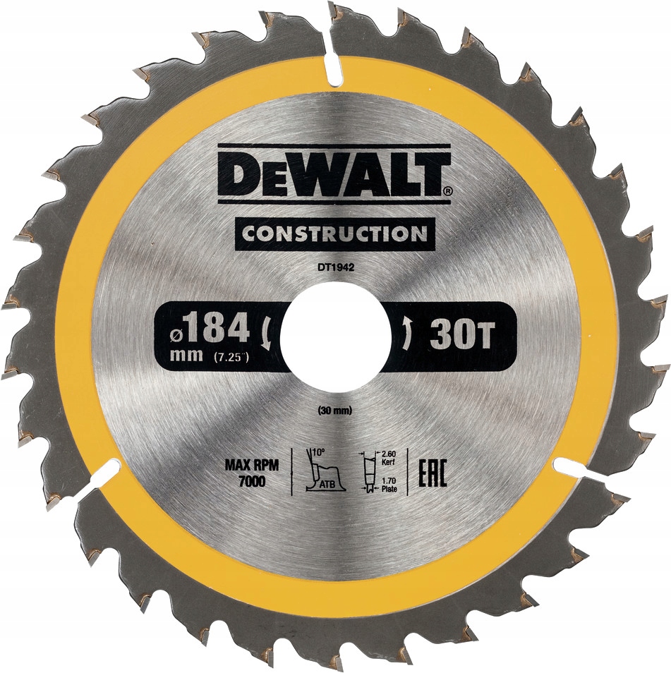 

DeWALT tarcza piła do drewna 184mm 30mm 30z DT1942