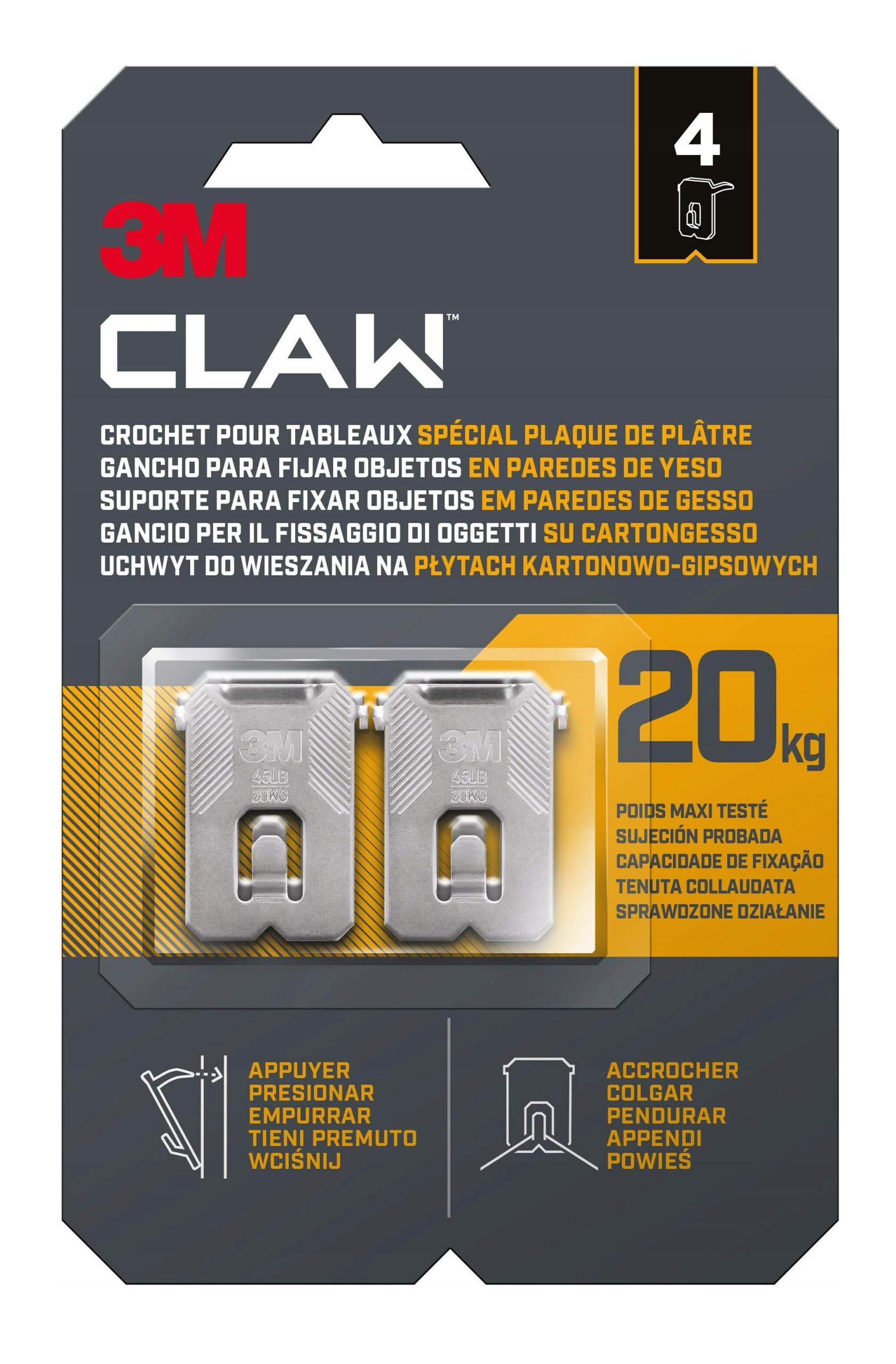 

3M Claw Uchwyt do wiesznia na K-g 20kg 4szt