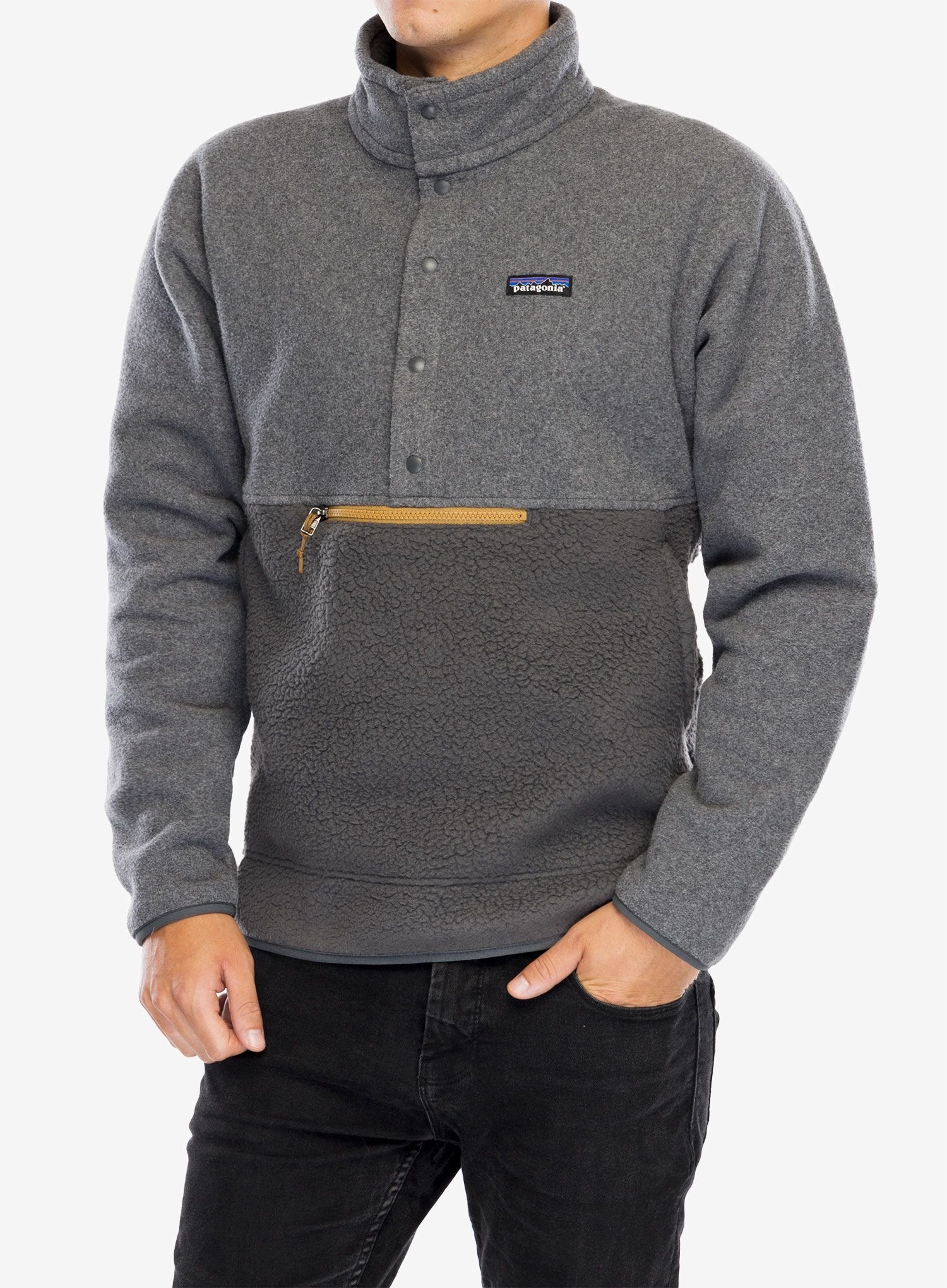 Polar Patagonia Retro Pile 1/2 Snap Pullover forge grey XL